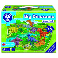 BIG DINOSAURS PUZZLE DINOSAURI SET 50 PEZZI 58X40CM DINOSAUR FACTS & TIMELINE ORCARD TOYS JIGSAW PUZZLE 4 ANNI +