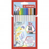 STABILO PEN 68 BRUSH X 12 PEZZI PENNARELLO CON PUNTA A PENNELLO FLESSIBILE