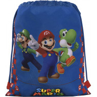 ZAINO COULISSE SUPERMARIO OFFICIAL NINTENDO SACCA CON SPALACCI E TASCA LATERALE CON ZIP 42X35CM DA PANINI SCUOLA ITALY