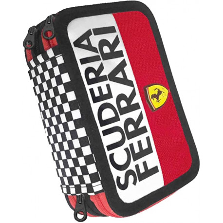 ASTUCCIO CORREDO SCUOLA 3 ZIP A LIBRO SCUDERIA FERRARI 41PZ C/PENNA FRIXION PASTELLI GIOTTO+TRATTO.PANINI SCUOLA ITALY