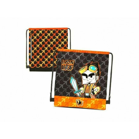 ZAINO COULISSE LYON GAMER OFFICIAL 41X34CM 1 ZIP ZAINETTO SCUOLA E TEMPO LIBERO ARANCIO E NERO.DA PANINI SCUOLA ITALY