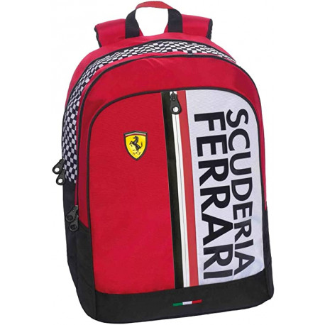 ZAINO SCUOLA ORGANIZZATO SCUDERIA FERRARI KIDS OFFICIAL 42X32X21CM 2 ZIP DOPPIA TASCA CON ZIP DA PANINI SCUOLA ITALY