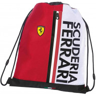 ZAINETTO A SACCA FERRARI KIDS 32X42CM ORIGINAL ZAINO COULISSE ROSSO TASCA CON ZIP LOGO GIALLO DISTRI.PANINI SCUOLA ITALY