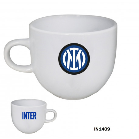 TAZZA MUG DA COLAZIONE FC INTERNAZIONALE OFFICIAL PRODUCT TAZZA BIANCA CON LOGO IN CERAMICA 13X9X10CM CON SCATOLA