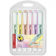 BLISTER SET STABILO SWING COOL WOW 6 COLORI PASTELLO KIT EVIDENZIATORI A PENNA VERDE/GIALLO/ARANCIO/ROSA/VIOLA/TIFFANI