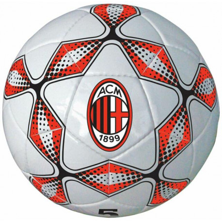 PALLONE CUOIO MIS.5 AC MILAN CALCIO BIANCI E ROSSONERO CON LOGO PRODOTTO UFFICIALE DISTRIB.DA MONDO S.P.A. ITALY
