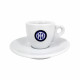 TAZZINA DA CAFFE CLASSICA CON PIATTINO IN CERAMICA BIANCA CON NUOVO LOGO FC INTERNAZIONALE OFFICIAL PRODUCT ITALY