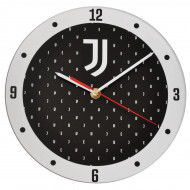 OROLOGIO DA PARETE ROTONDO QUADRANTE NERO IN PLEXI FC JUVENTUS BLACK WHITE DIAMETRO 24 CM.NUOVO LOGO PRODOTTO UFFICIALE