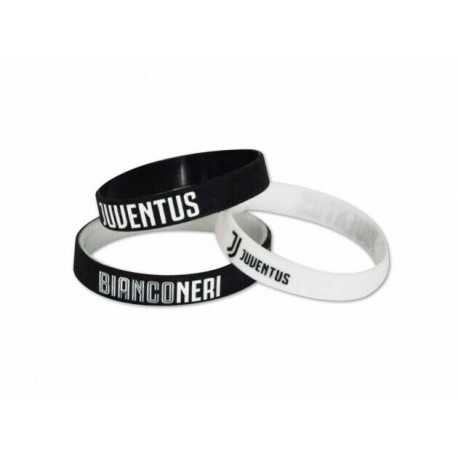 KIT 3 BRACCIALETTI UNISEX IN SILICONE FC JUVENTUS 2 NERI 1 BIANCO MISURA UN.BAMBINI PRODOTTO UFFICIALE GIEMME ITALY