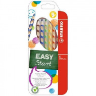 ASTUCCIO 6 COLORI PASTELLI A LEGNO ERGONOMICI PER MANCINI STABILO EASY COLORS EASY START CON TEMPERINO MADE IN EU