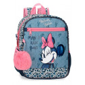 ZAINETTO ASILO MINNIE DISNEY MAKE IT RAIN BOWS CON POMPOM ROSA ZAINO BLU 23X28X10CM CON FASCIA AGGANCIO AL TROLLEY