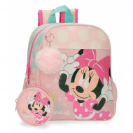 ZAINO ASILO E TEMPO LIBERO MINNIE PLAY ALL DAY DISNEY 21X25X10CM + ASTUCCIO PORTAMONETE 1 ZIP +TASCHE PORTA BORRACCIE