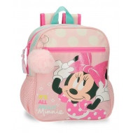 ZAINO ASILO E TEMPO LIBERO MINNIE PLAY ALL DAY DISNEY 23X28X10CM POMPOM 1 ZIP 2 TASCHE PORTA BORRACCIE+ AGGANCIO TROLLEY