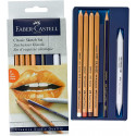 SET 6 PEZZI DISEGNO CREATIV STUDIO DISEGNARE E SCHIZZARE 1MAT.3PITT PASTELS BIANCO/MARRONE/SANGUIGNA 1MAT.OLIO 1SFUMINO