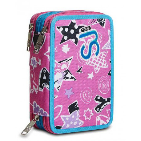 ASTUCCIO SCUOLA 3 ZIP A LIBRO SJ GANG GIRL ALTA QUALITÀ 45PZ.PENNA CANCELL.FRIXION/PASTELLI GIOTTO+ACCESS.SEVEN ITALY