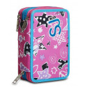 ASTUCCIO SCUOLA 3 ZIP A LIBRO SJ GANG GIRL ALTA QUALITÀ 45PZ.PENNA CANCELL.FRIXION/PASTELLI GIOTTO+ACCESS.SEVEN ITALY