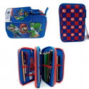 ASTUCCIO 3 ZIP A LIBRO SUPERMARIO NINTENDO COMPLETO 45PZ PENNA FRIXION COLORI GIOTTO+ACCESSORI PANINI SCUOLA ITALY