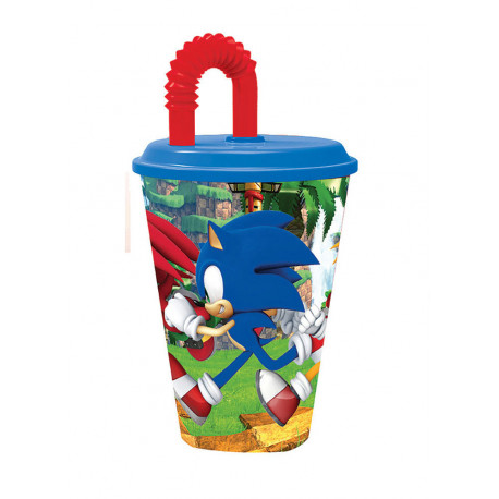 BICCHIERE CON CANNUCCIA IN PP 430ML SONIC BICCHIERE BLU CON STAMPA CANNUCCIA ROSSA ORIGINAL NINTENDO