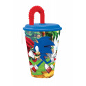 BICCHIERE CON CANNUCCIA IN PP 430ML SONIC BICCHIERE BLU CON STAMPA CANNUCCIA ROSSA ORIGINAL NINTENDO