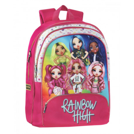 ZAINO ORGANIZZATO 3 ZIP SCUOLA E TEMPO LIBERO RAINBOW HIGH OMG ORIGINALE 44X33X22CM FUCSIA DA PANINI SCUOLA ITALY