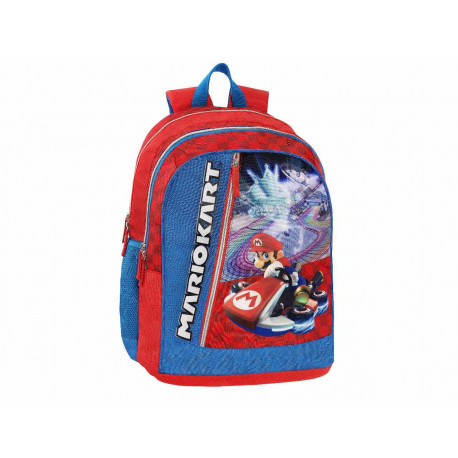 ZAINO SCUOLA ORGANIZZATO BLU E ROSSO MARIOKART NINTENDO OFFICIAL 3 ZIP 44X33X21CM SUPERMARIO KART DA PANINI SCUOLA ITALY