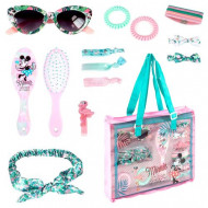 SET BELLEZZA ACCESSORI MODA DISNEY MINNIE BORSETTA CON OCCHIALI DA SOLE BRACCIALI ELASTICI PINZETTE SPAZZOLA X CAPELLI