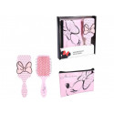 HAIR BRUSH SET BELLEZZA SPAZZOLA PER CAPELLI DISNEY MINNIE + BUSTINA PORTATUTTO BEAUTY DA VIAGGIO ROSA E NERO TOPOLINA