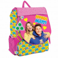 NINNA E MATTI ZAINO SCUOLA ESTENSIBILE CON ZIP + SUPER POP IT OMAGGIO ZAINETTO 44X32X16CM FUCSIA GIALLO E MULTICOLOR