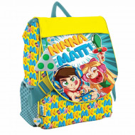 NINNA E MATTI ZAINO SCUOLA ESTENSIBILE CON ZIP + SUPER POP IT OMAGGIO ZAINETTO 44X32X16CM AZZURRO GIALLO MULTICOLOR