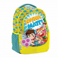 NINNA E MATTI ZAINO SCUOLA OVETTO CON SUPER POP IT OMAGGIO ZAINETTO ORGANIZZATO 32X22X42CM 3 ZIP AZZURRO GIALLO GLITTER