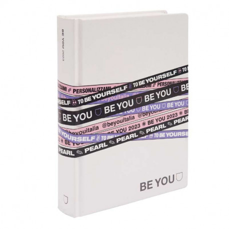 LIBRO DIARIO BE YOU PEARL STD CON ADESIVI TO BE YOURSELF COPERTINA 18X13,5CM BIANCO PERLA GIOCHI PREZIOSI MADE IN ITALY