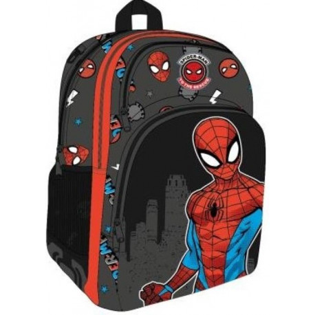 ZAINO ORGANIZZATO SCUOLA E DA VIAGGIO SPIDER MAN MARVEL 44X32X14CM 4 ZIP TASCA TERMICA E FASCIA AGGANCIO AL TROLLEY