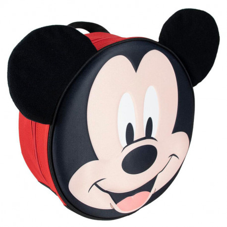 ZAINO ASILO MICKEY MOUSE CON ORECCHIE SAGOMATE MORBIDE 1 ZIP ZAINETTO TONDO 27X27X9CM TEMPO LIBERO TOPOLINO DISNEY