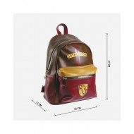 MINI ZAINO HARRY POTTER GRYFFINDOR ROSSO MARRONE E OCRA ZAINETTO 1 ZIP 22X27X12,5CM+TASCA C/ZIP WIZARDING WORLD ORIGINAL