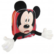 ZAINO ASILO MICKEY MOUSE 3D CON MANI PELUCHE 9X24X29CM ROSSO 1 ZIP + TASCA PORTA BORRACCIA DISNEY ORIGINAL CERDÀ