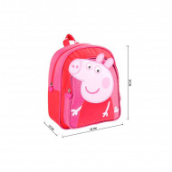 ZAINO ASILO PEPPA PIG 2 ZIP ORIGINAL 9X20X27CM ROSA E ROSSO TASCA PORTABOTTIGLIA PEPPA PIG A RILIEVO CERDÀ ORIGINAL