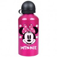 BORRACCIA ALLUMINIO MINNIE DISNEY ORIGINAL 500ML FUCSIA A POIS CON BECCUCCIO RICHIUDIBILE CON TAPPO NERO IN PLASTICA