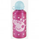 BORRACCIA ALLUMINIO PEPPA PIG ORIGINAL 500ML ROSA FUCSIA A POIS CON BECCUCCIO RICHIUDIBILE CON TAPPO AZZURRO IN PLASTICA