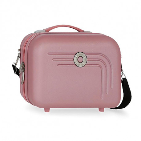 BEAUTY CASE DA VIAGGIO RIGIDO ABS MOVOM 29X21X15CM ROSA ANTICO 1ZIP CON TRACOLLA E FASCIA ELASTICA ADATTABILE AL TROLLEY