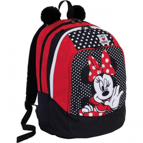 ZAINO SCUOLA ORGANIZZATO LOVE MINNIE MOUSE DISNEY ROSSO E NERO 31X43X21CM 28LITRI 4ZIP MULTITASCHE DA SEVEN JUNIOR ITALY