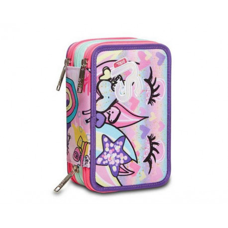 ASTUCCIO SCUOLA 3 ZIP A LIBRO SJ GANG ANIMALI FANTASY SJ GIRL45PZ.PENNA CANCEL.FRIXION/PASTEL.GIOTTO+ACCESS.SEVEN ITALY