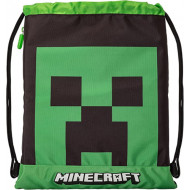 ZAINETTO COULISSE MINECRAFT CREEPER ORIGINAL ZAINO A SACCA NERO VERDE 1ZIP SPALLACCI NERI 42X35CM PANINI SCUOLA ITALY