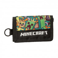 PORTAFOGLIO VELCRO A STRAPPO FUNTAGE MINECRAFT MOJANG ORIGINAL 12,5X8,5X1,5CM ZIP PORTAMONETE.DA PANINI SCUOLA ITALY