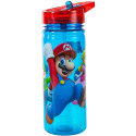 BORRACCIA LARGE TRITAN 580ML SUPER MARIO ORIGINALE IN PLASTICA TRASPARENTE COLORE BLU RIGIDA CON CANNUCCIA