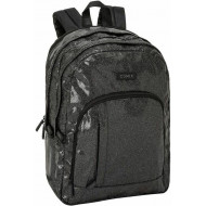 ZAINO ORGANIZZATO GLAMOUR BLACK GLITTER COMIX SCUOLA TEMPO LIBERO 42X32X17CM 3ZIP TASCHE C/ZIP1+2INT.PANINI SCUOLA ITALY