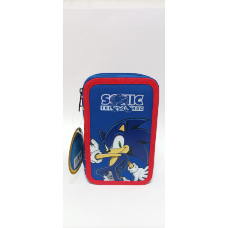 SONIC THE HEDGEHOG ASTUCCIO ORGANIZZATO 3 ZIP A LIBRO 45PZ PASTELLI PENNARELLI E COLLA GIOTTO + ACCESSORI SCUOLA