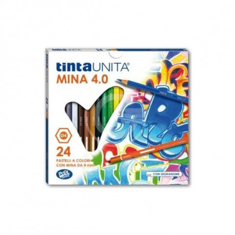 PASTELLI LEGNO TINTA UNITA MINA 4MM 24 COLORI A LEGNO ALTISSIMA QUALITÀ ANTIBACTERIAL ASTUCCIO MATITA CON SEGNANOME