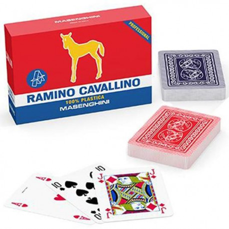 CARTE DA GIOCO RAMINO CAVALLINO ORO PROFESSIONAL 2 MAZZI DA 55 CARTE SCATOLA ROSSA CON CUSTODIA DAL NEGRO MADE IN ITALY