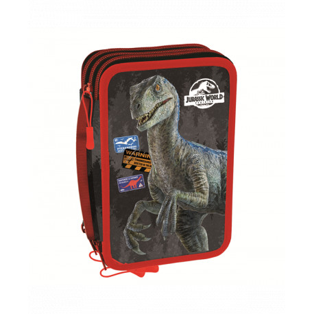 ASTUCCIO CORREDO SCUOLA 3 ZIP A LIBRO JURASSIC WORLD ORIGINAL INTERNO 45 PEZZI GIOTTO/FILA/TRATTO CANCELLIK.GUT ITALY