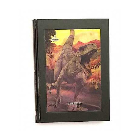 LIBRO DIARIO SCUOLA 2022/23 DINOSAUR JURASSIC WORLD 14,2X19,3 COPERTINA CARTONATA NERA LENTICOLARE GUT MADE IN ITALY